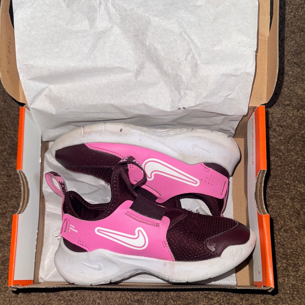 Nike Kids Burgundy and Pink Sneakers